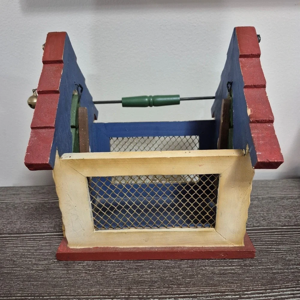 Rustic Wooden Christmas Basket‎ with Jingle Bells – Holiday Decor